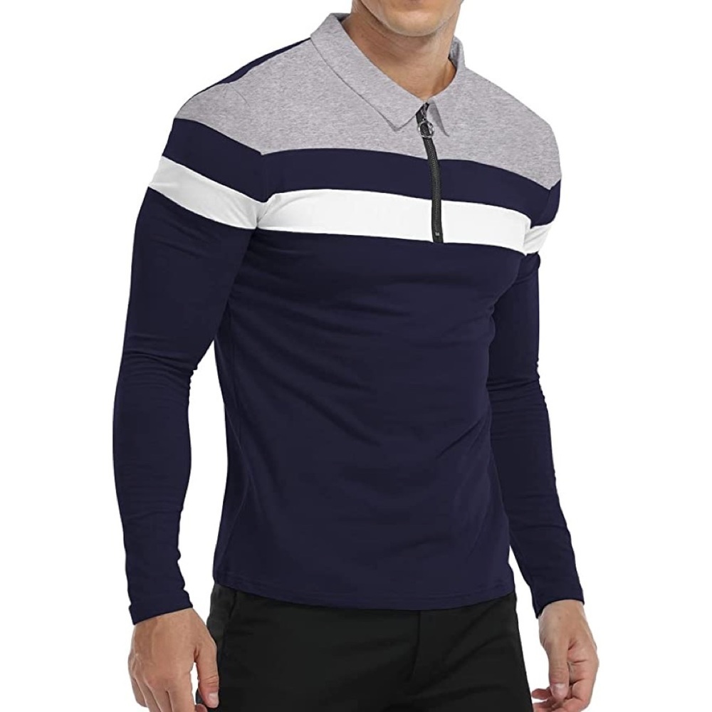 Mens New Long Sleeve Polo Shirt Multiple Sizes Blue